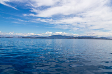 Landscape off the coast of Corfu, Greece in the summer