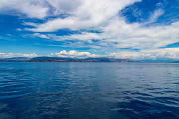 Obraz premium Landscape off the coast of Corfu, Greece in the summer