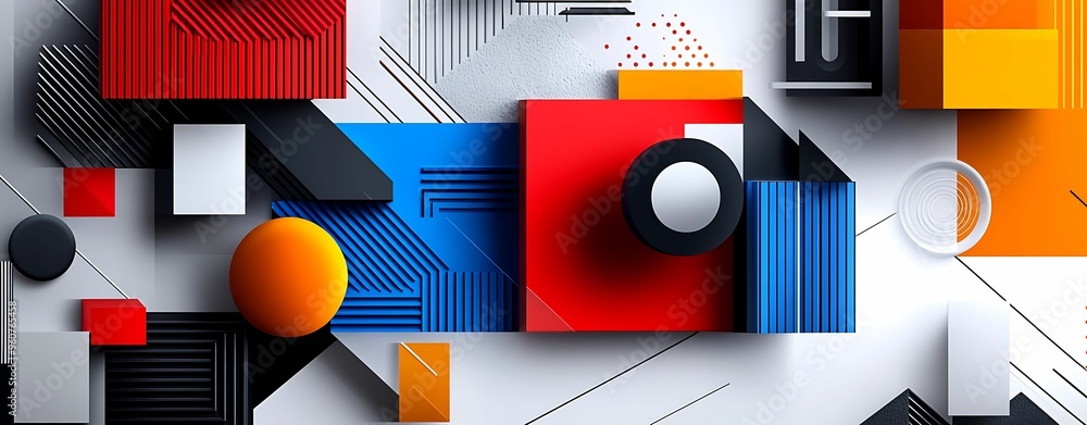 Aufkleber dynamic geometric pop art doodle in isometric view with sharp focus and clear light for bold design 