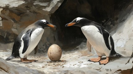 Fototapeta premium Penguin egg stolen by Scua