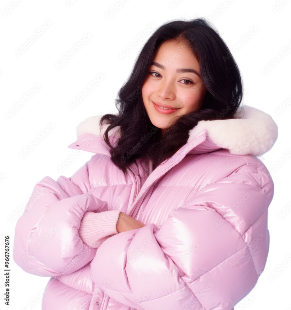 Canvas Prints PNG Vietnamese woman jacket portrait winter.