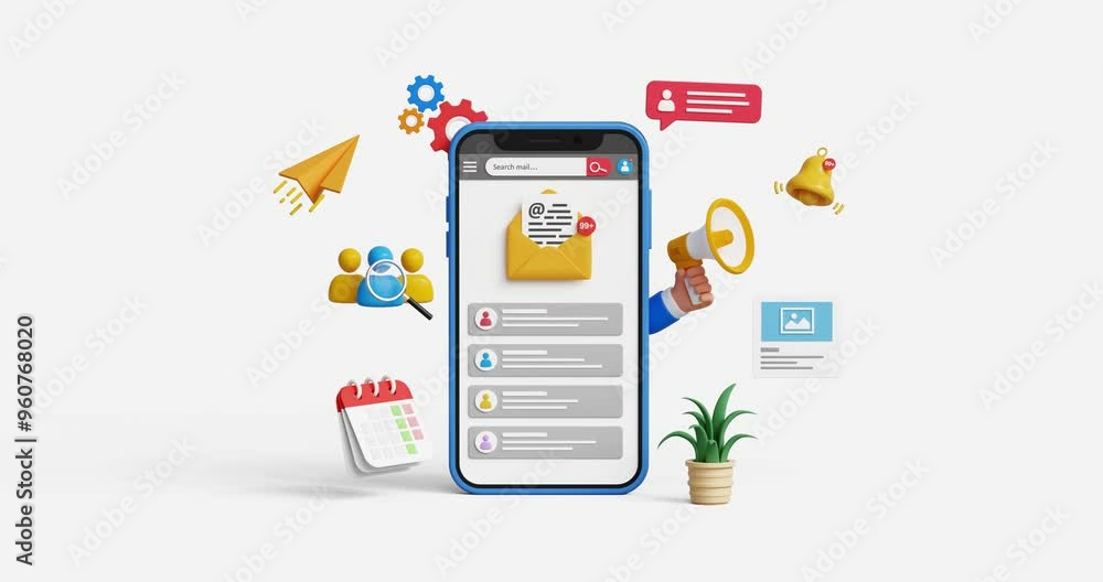 Poster email marketing, crm, email automation concept. email newsletter automated marketing, subscription, 
