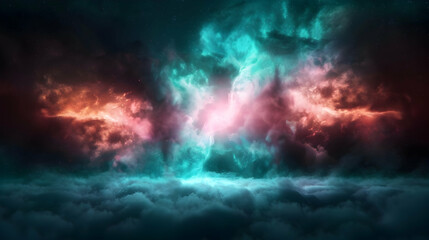 Fototapeta premium Green Nebula Space Background