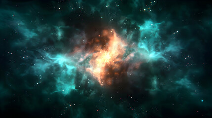 Fototapeta premium Green Nebula Space Background
