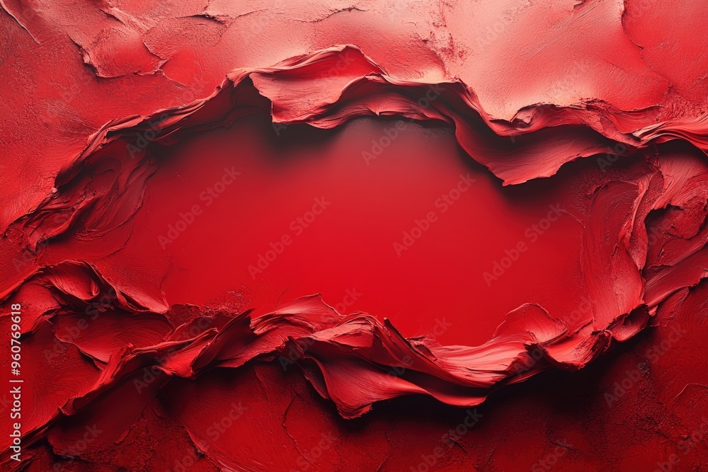 Aufkleber abstract red background with a textured, wave-like design and a central, empty space.