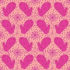 New year winter accessories seamless gloves and snowflakes pattern for fabrics