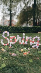 A colorful poster with the word "spring" written in a flowery font