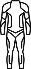 Superhero suit protecting whole body line icon, superhero costume symbol in outline style on white background