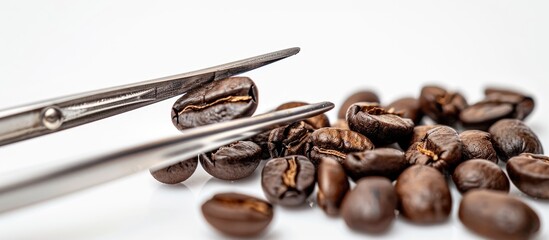 Coffee Beans With Tweezers