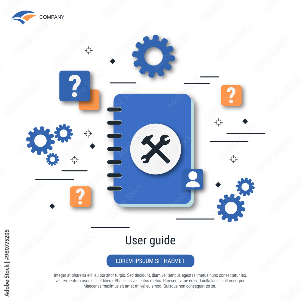 Poster user guide, tutorial, faq flat style vector concept illustration