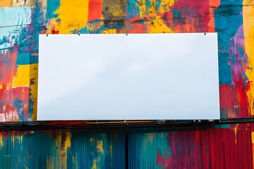 Blank Billboard Against Colorful Painted Wall
