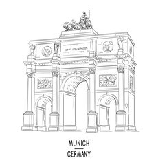 Germany hand drawn landmark Munich vector illustration
