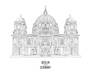 Obraz premium Germany hand drawn landmark Berlin Cathedral vector illustration
