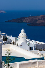 Architecture and summery scenery in Santorini, Greece, Europe