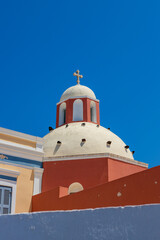 Obraz premium Architecture and summery scenery in Santorini, Greece, Europe