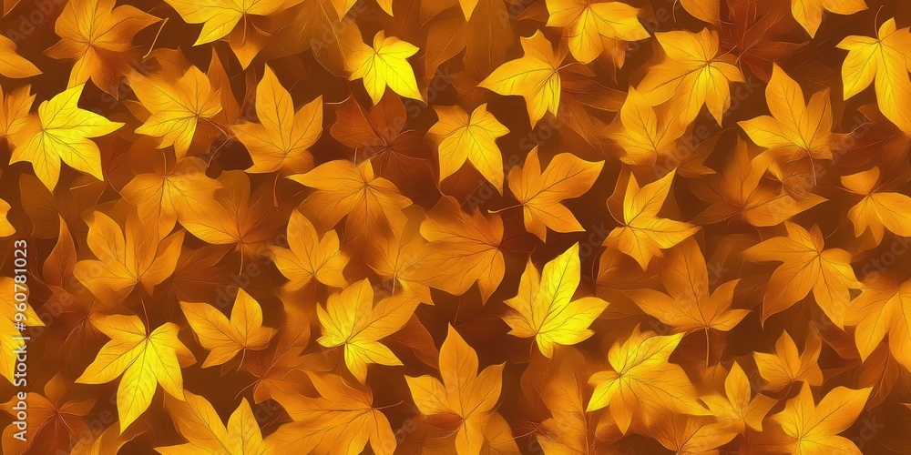 Poster a warm and inviting fall background with scattered golden leaves on a seamless earth-tone canvas bri