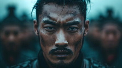 Group Asian Warriors Traditional Attire 