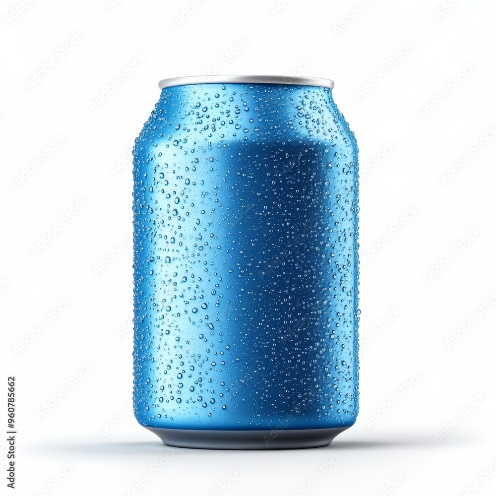 Poster A 3D single icon of a cold soda can with droplets of condensation, showing a simple and modern design with a crisp and refreshing feel