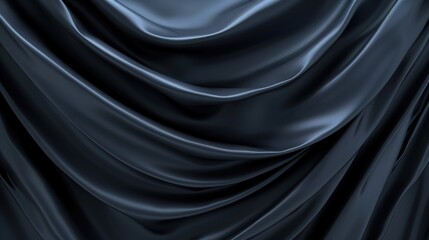 Abstract elegant black, dark gray, and blue background with drapery and soft folds for design template.