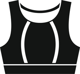 This simple black and white vector icon represents a sports bra, perfect for designs related to fitness, sportswear, or active lifestyles