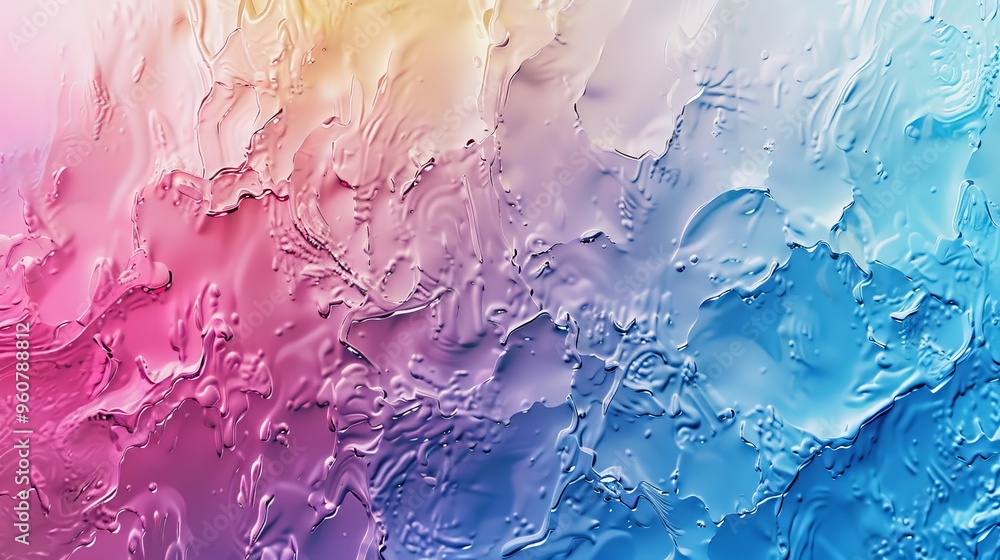 Poster colorful abstract texture blending warm and cool tones in a gradient pattern with fluid shapes and s
