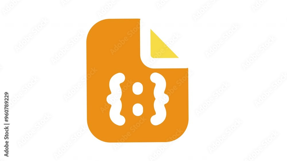 Aufkleber orange file with white curly brackets and semicolon. great for technology websites, programming blog