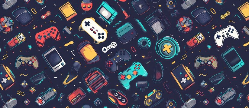 retro gaming wallpaper pattern collection. Abstract background controller