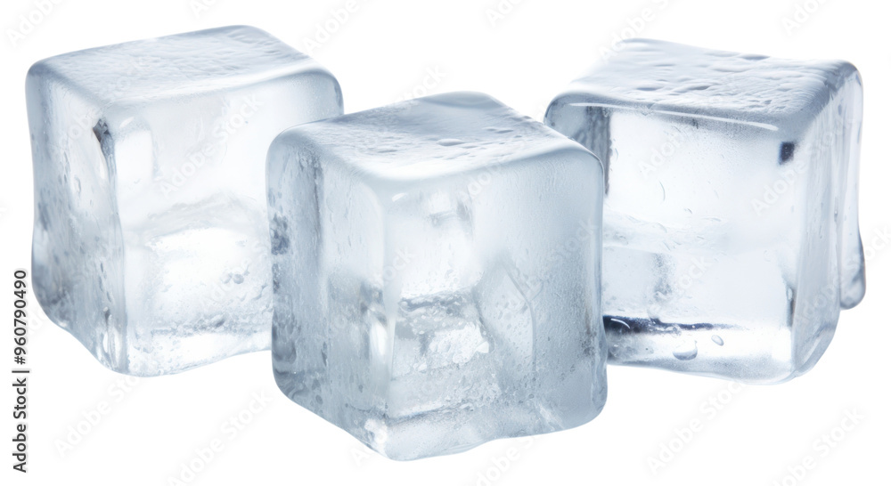 Poster PNG Three ice cubes crystal white white background.