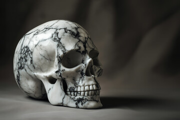 A skull carved from marble shows a unique combination of art and nature