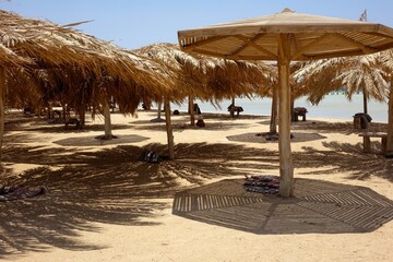 Relaxing Under a Beach Umbrella at Paradise Island Hurghada Red Sea Enjoying the Sunny Day