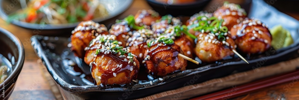 Canvas Prints Delicious takoyaki appetizer presented in an appealing arrangement