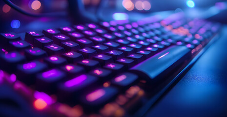 A purple keyboard with a black background