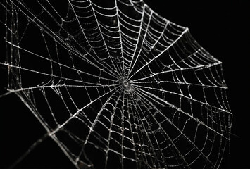 Obraz premium Stylized spiderweb in the corner of a solid black background