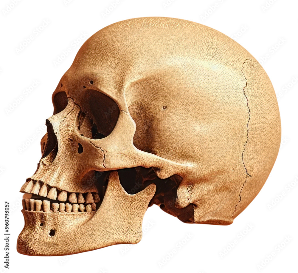 Wall mural PNG Skull side portrait profile anthropology spooky person.