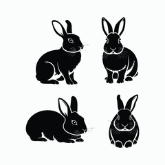 Fototapeta premium Rabbit Silhouette Vector Set Animals Illustration Template