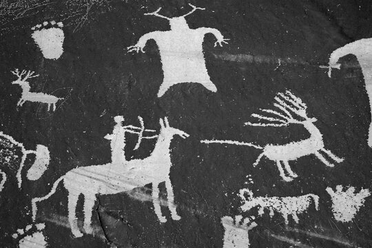 Utah. Newspaper Rock, Petroglyphs on sandstone rock