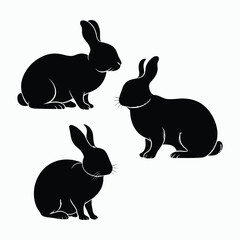 Fototapeta premium Rabbit Silhouette Vector Set Animals Illustration Template