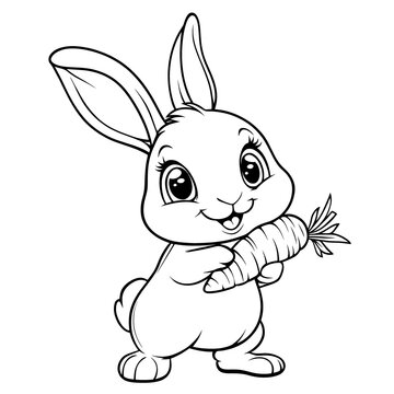 Hase mit Karotte transparent ausmalen Clipart