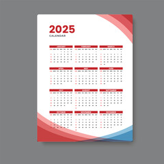 calendar 2025 tempalte design geometric background 