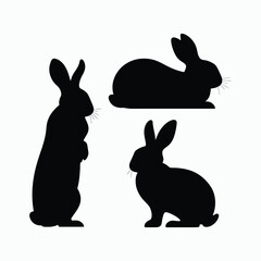 Fototapeta premium Rabbit Silhouette Vector Set Animals Illustration Template