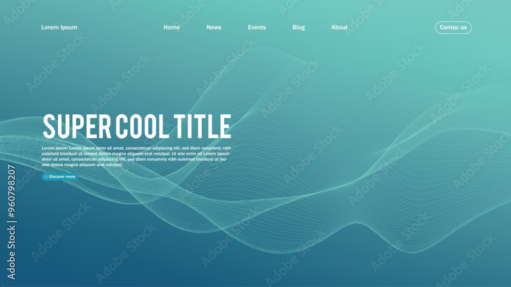 Poster landing page abstract design. template for website or app. colorful abstract minimal wave