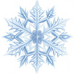 Hand-drawn snowflake illustration showcasing intricate details and delicate patterns, winter art 