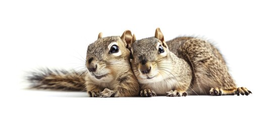 Obraz premium Cute little Ground Squirrel playing on white background
