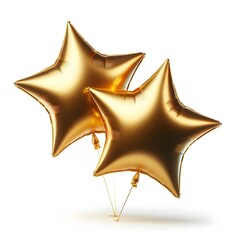 Gold start, ballon, Celebration, Decoration, Isolated on a white background