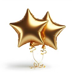 Gold start, ballon, Celebration, Decoration, Isolated on a white background
