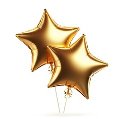 Gold start, ballon, Celebration, Decoration, Isolated on a white background