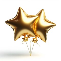 Gold start, ballon, Celebration, Decoration, Isolated on a white background