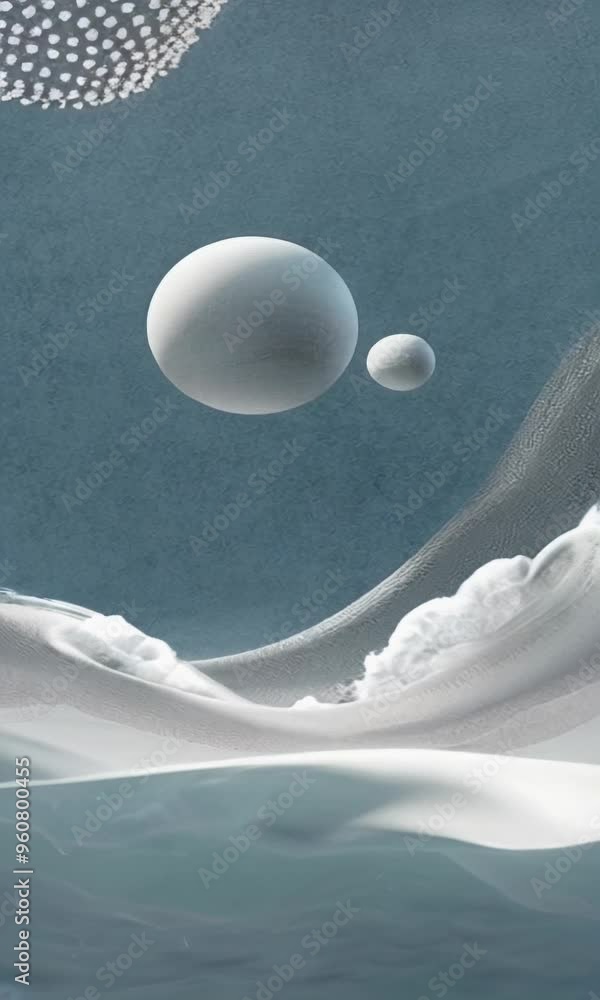 Poster this is a stylish abstract design that features soft flowing waves and gentle bubbles in a smooth co