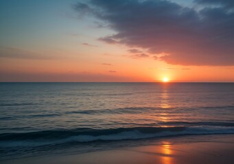 Sunset Over Calm Ocean Waves