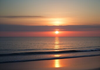 Fototapeta premium Sunset Over Calm Ocean Waves
